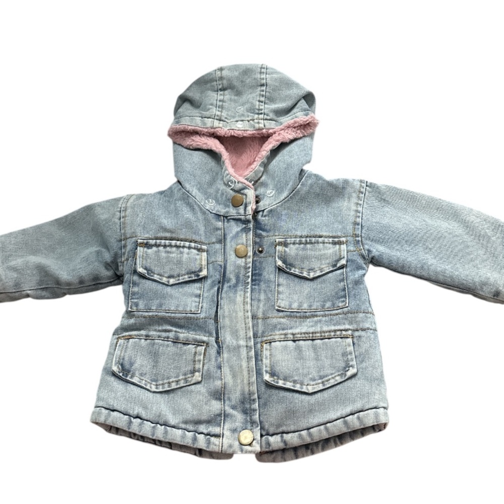 Kids Denim Jacket with Pink Lining